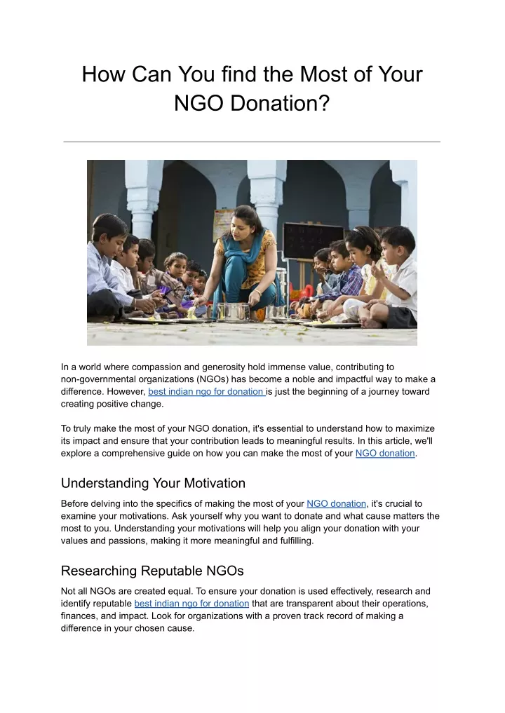 how can you find the most of your ngo donation