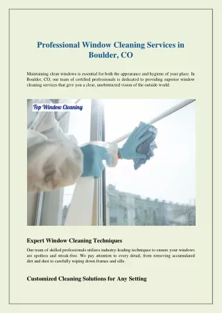 Professional Window Cleaning Services in Boulder, CO