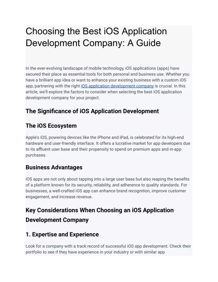 choosing the best ios application development