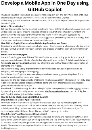 develop a mobile app in one day using github