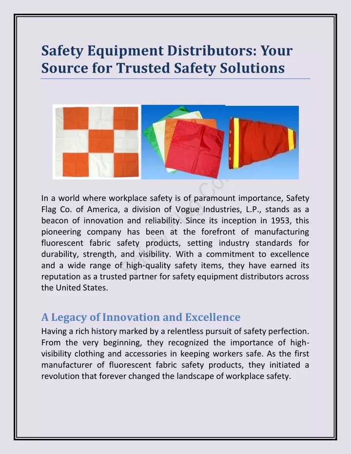 safety equipment distributors your source