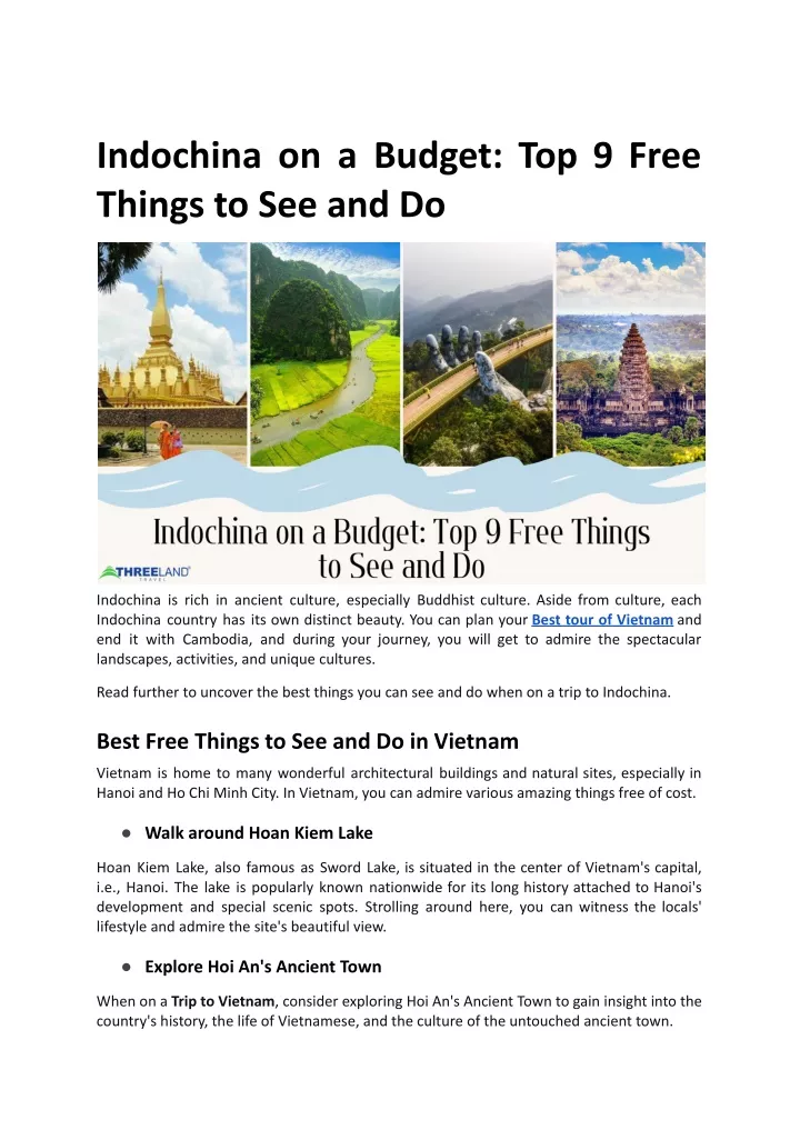 indochina on a budget top 9 free things