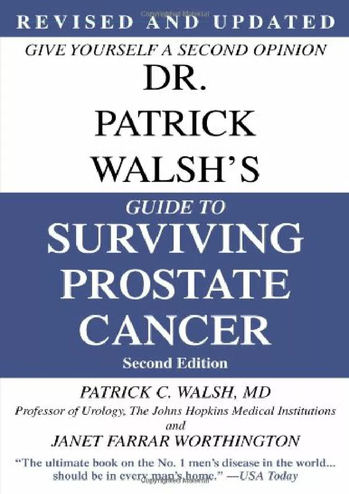 dr patrick walsh s guide to surviving prostate