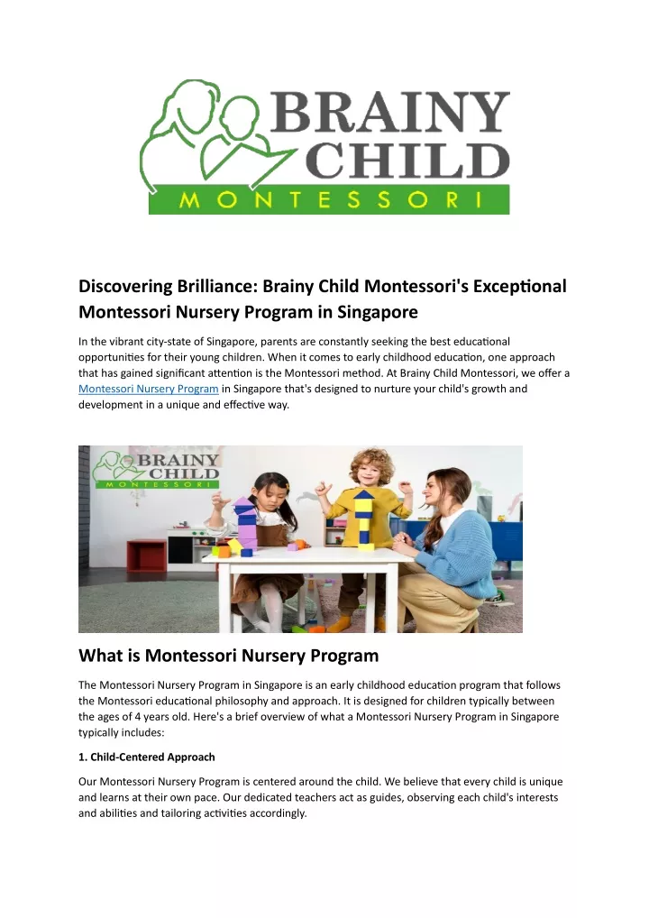 discovering brilliance brainy child montessori