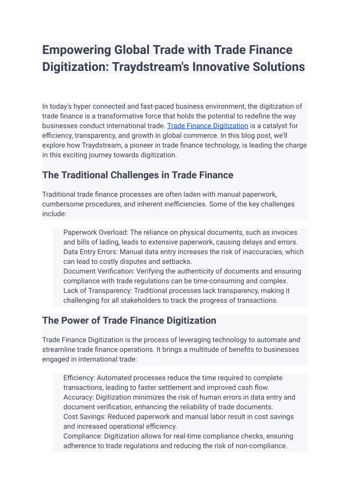 empowering global trade with trade finance