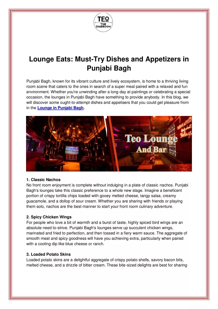 lounge eats must try dishes and appetizers