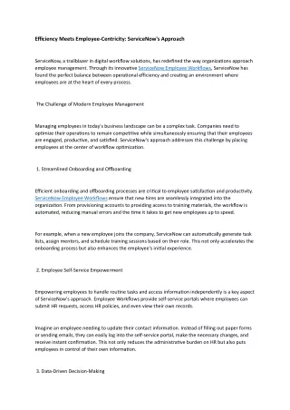 efficiency meets employee centricity servicenow