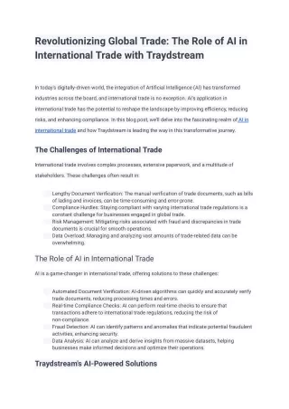 Revolutionizing Global Trade_ The Role of AI in International Trade with Traydstream