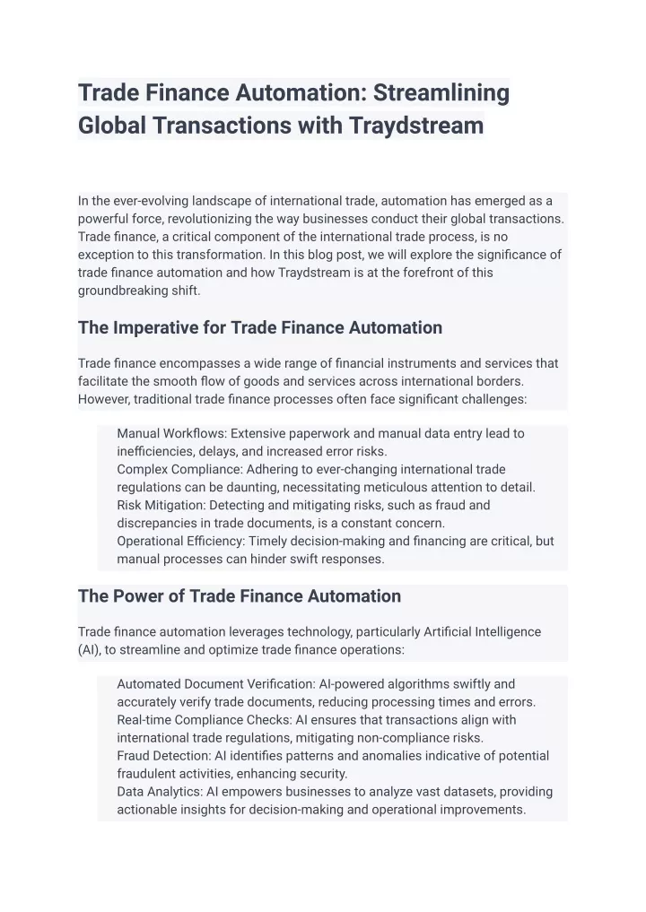 trade finance automation streamlining global