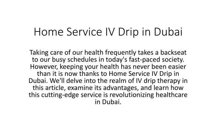 home service iv drip in dubai
