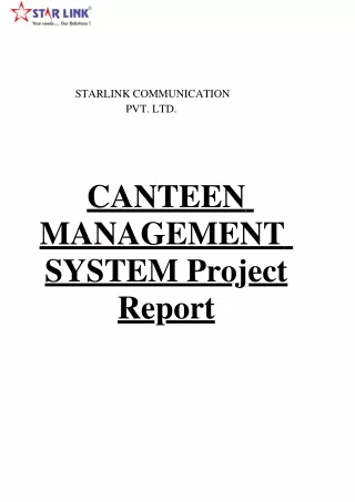 Canteen management system project report| Starlink India