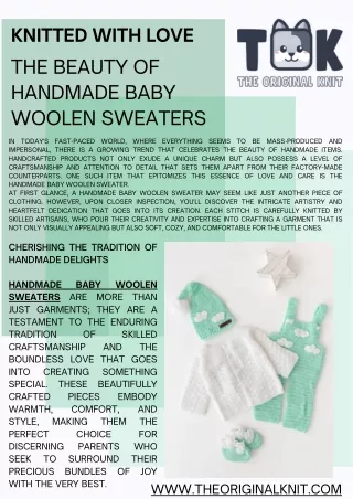 Knitted with Love : The Beauty of Handmade Baby Woolen Sweaters