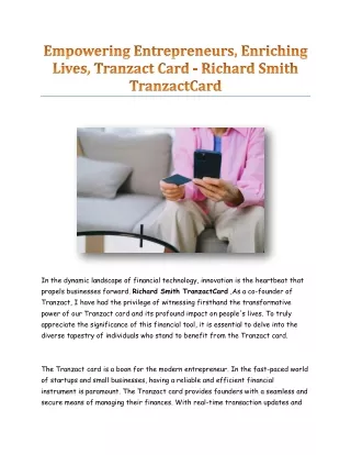 Richard Smith TranzactCard- Empowering Entrepreneurs, Enriching Lives, Tranzact Card