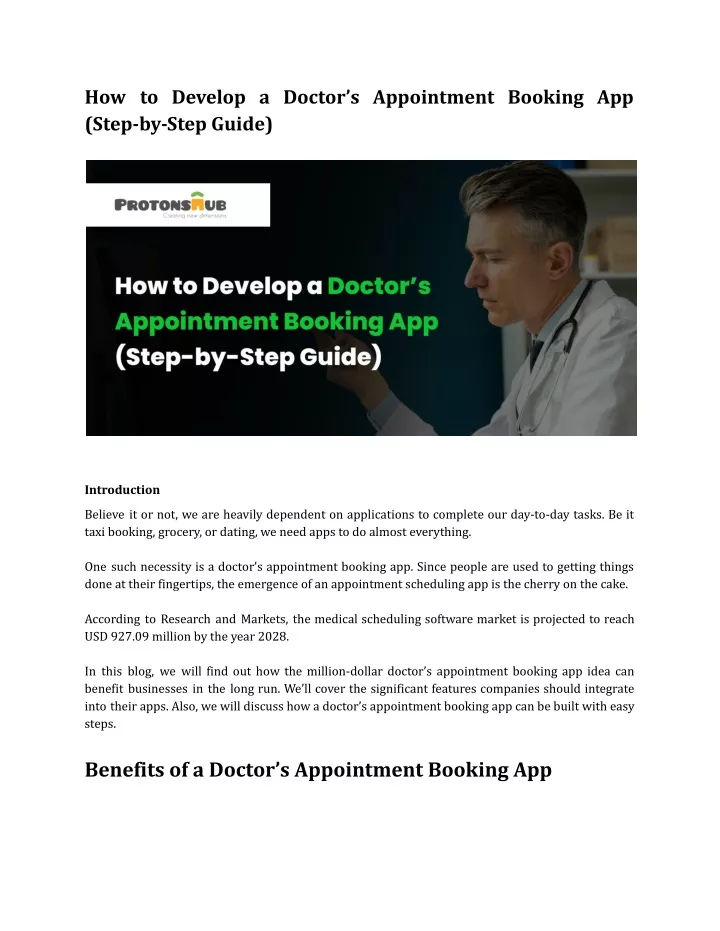 how to develop a doctor s appointment booking