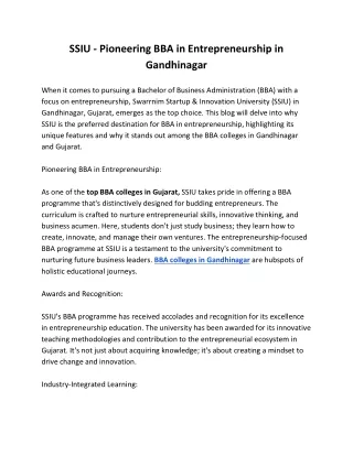 ssiu pioneering bba in entrepreneurship
