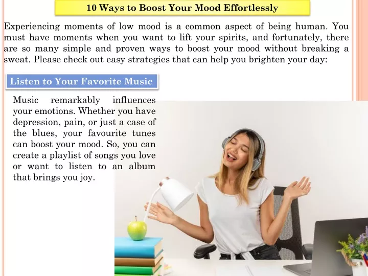 10 ways to boost your mood effortlessly