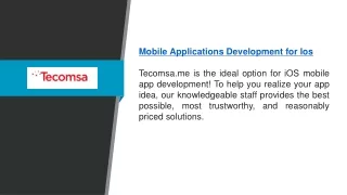 Mobile Applications Development For Ios | Tecomsa.me