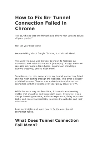 how to fix err tunnel connection failed in chrome
