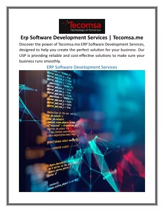 Erp Software Development Services | Tecomsa.me