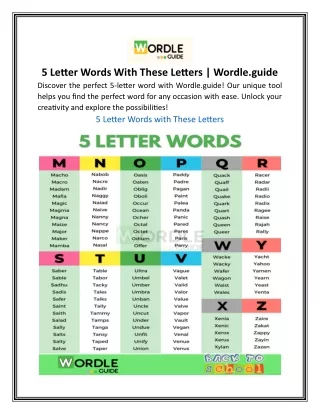 5 Letter Words With These Letters | Wordle.guide