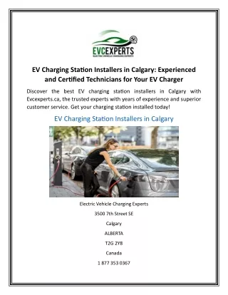 EV Charging Station Installers in Calgary Experienced and Certified Technicians for Your EV Charger