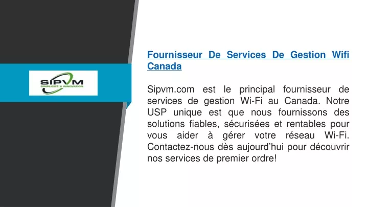 fournisseur de services de gestion wifi canada
