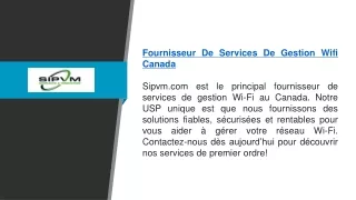 Fournisseur De Services De Gestion Wifi Canada - SIPVM
