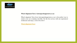 Wheel Alignment Tawa  Autosupershoppestawa.co.nz