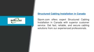 Structured Cabling Installation In Canada | Sipvm.com