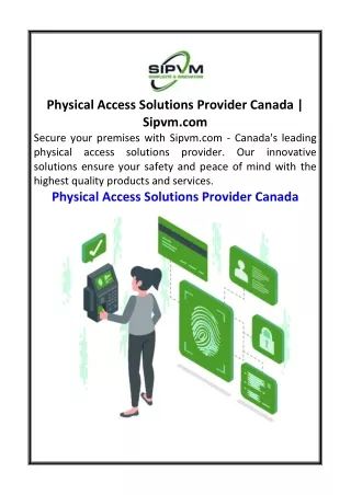 Physical Access Solutions Provider Canada  Sipvm.com