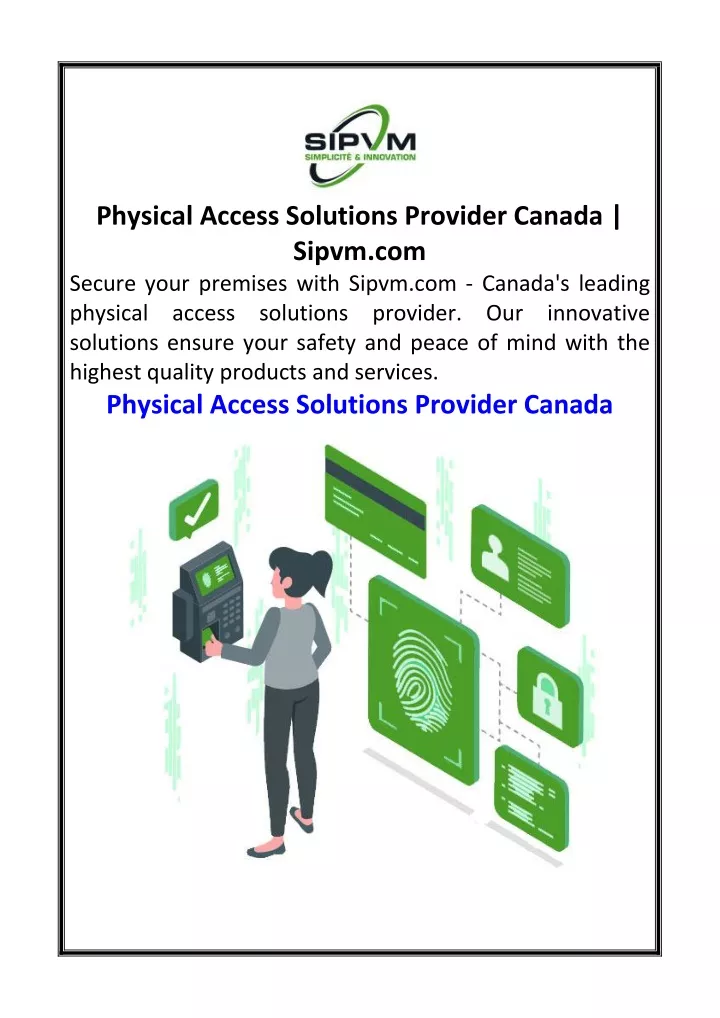 physical access solutions provider canada sipvm