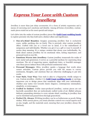 Express Your Love with Custom Jewellery