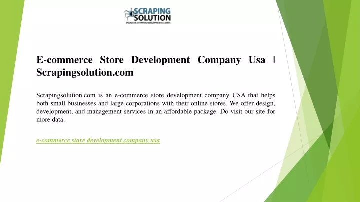 e commerce store development company