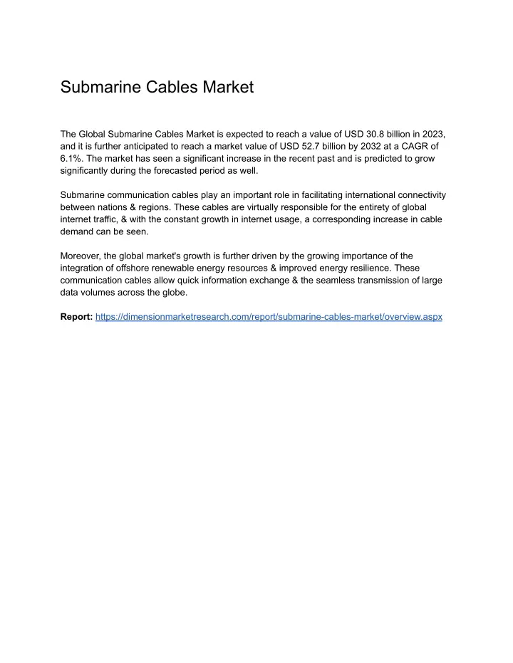 submarine cables market
