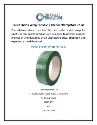 Pallet Shrink Wrap For Sale  Thepalletwrapstore.co.uk