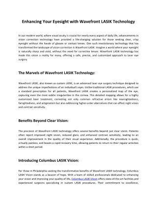 enhancing your eyesight with wavefront lasik