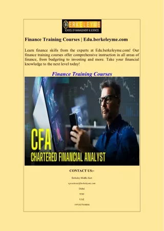 Finance Training Courses  Edu.berkeleyme.com
