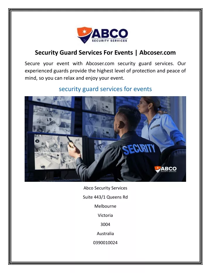 security guard services for events abcoser com