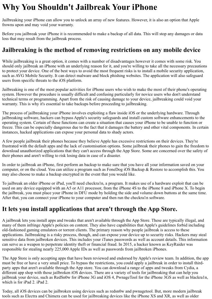 why you shouldn t jailbreak your iphone