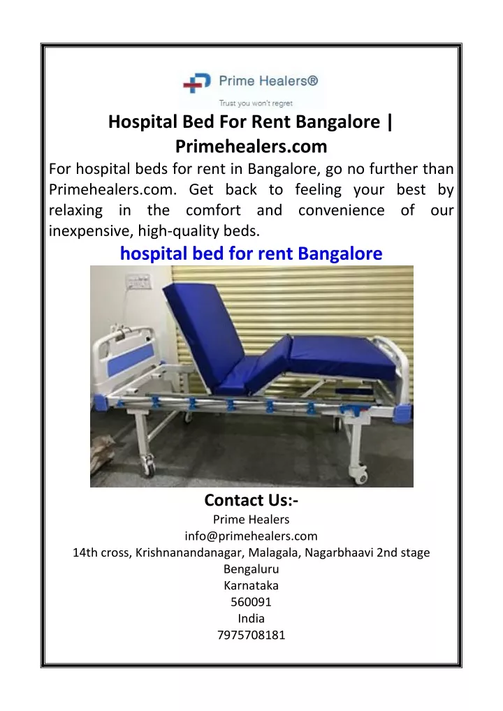 PPT Hospital Bed For Rent Bangalore PowerPoint