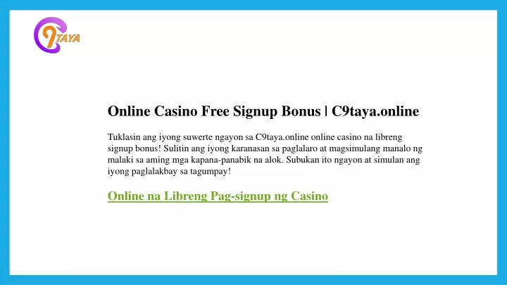 online casino free signup bonus c9taya online