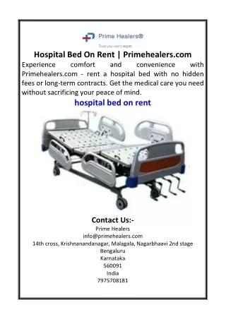 Hospital Bed On Rent  Primehealers.com
