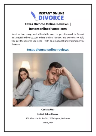 Texas Divorce Online Reviews | Instantonlinedivorce.com