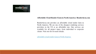 Affordable Cloud Render Farm in North America  Render4you.com