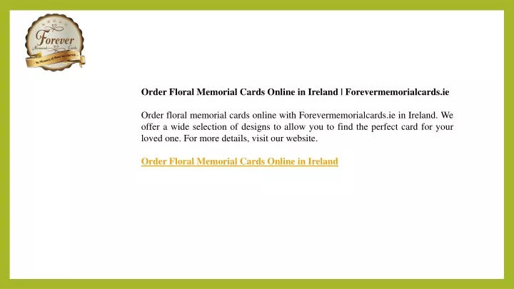 order floral memorial cards online in ireland