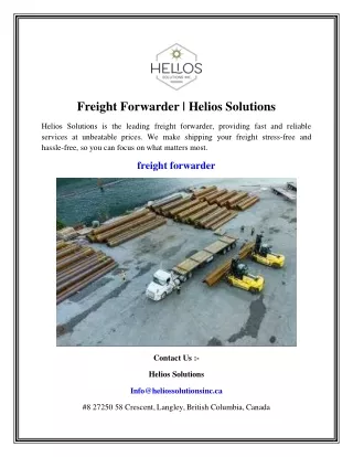 Freight Forwarder   Helios Solutions