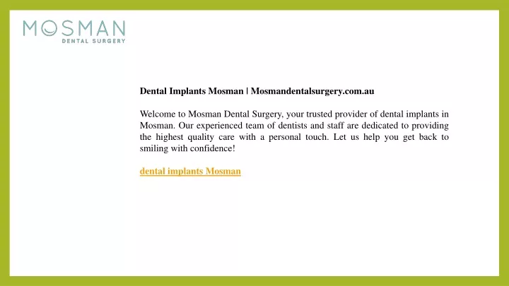 dental implants mosman mosmandentalsurgery