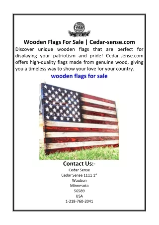 Wooden Flags For Sale | Cedar-sense.com