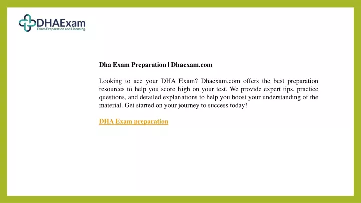 dha exam preparation dhaexam com looking