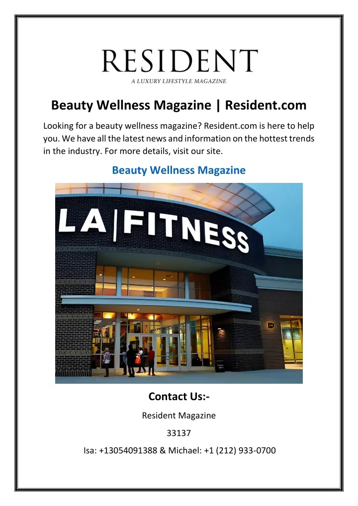 PPT - Beauty Wellness Magazine  Resident.com PowerPoint Presentation, free  download - ID:12549677